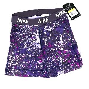 NWT Nike Pro Purple Splatter Spandex Shorts